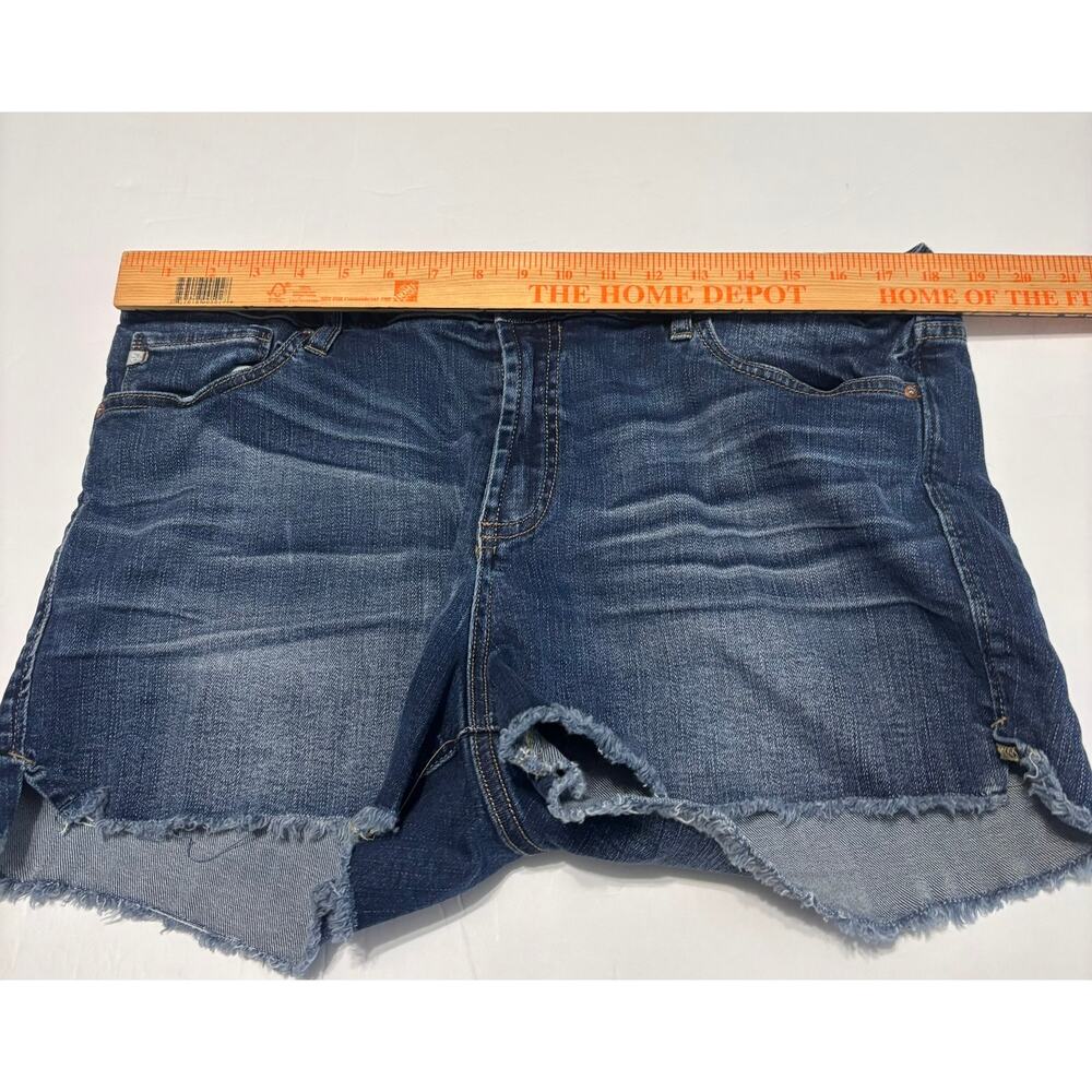 Dear John Denim Shorts Womens 33 Blue Mid Rise Stretch Raw Hem Casual - Picture 4 of 7